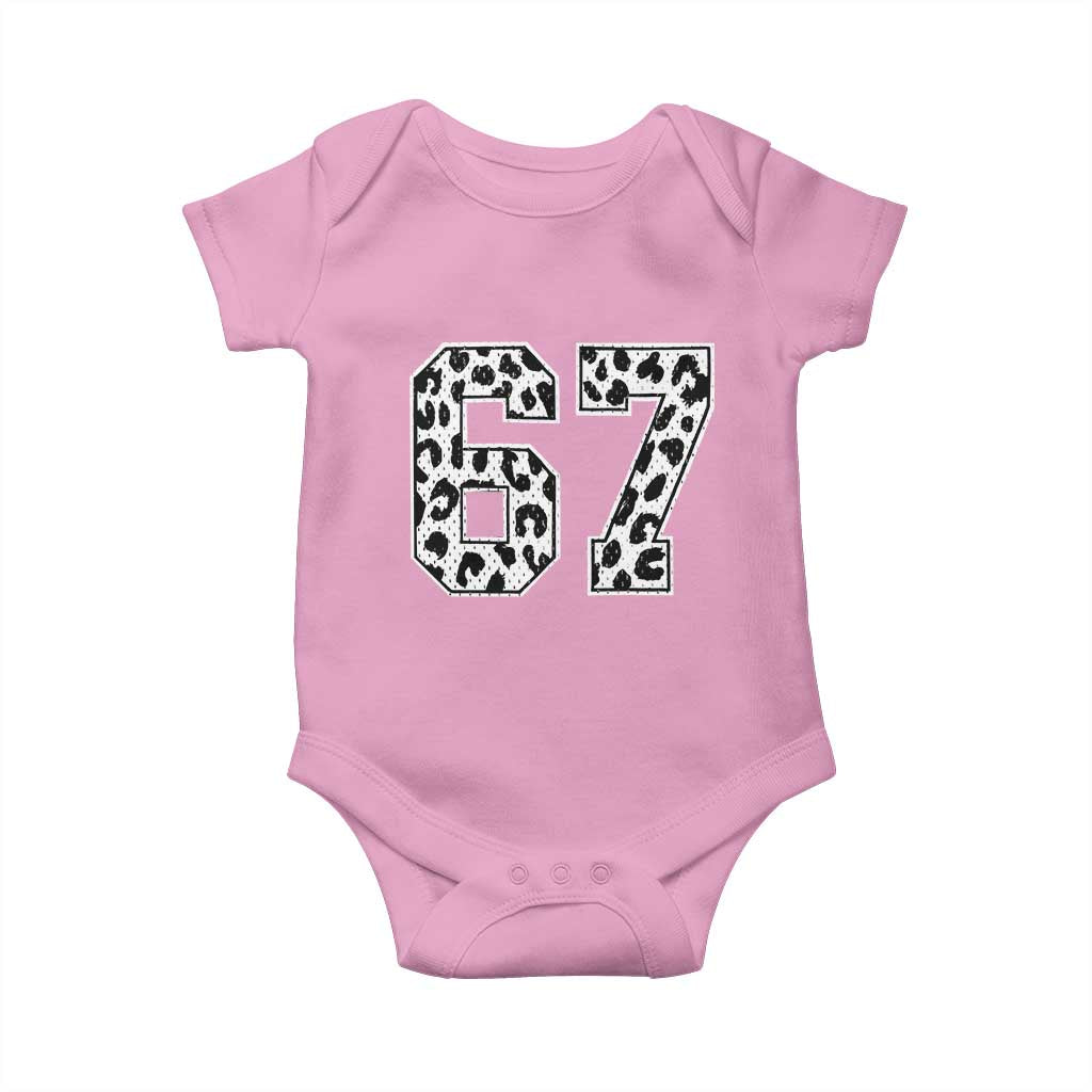 67 Jersey Number Baby Onesie Funny Six Seven Meme Y2k Leopard Number TS10 Light Pink Print Your Wear