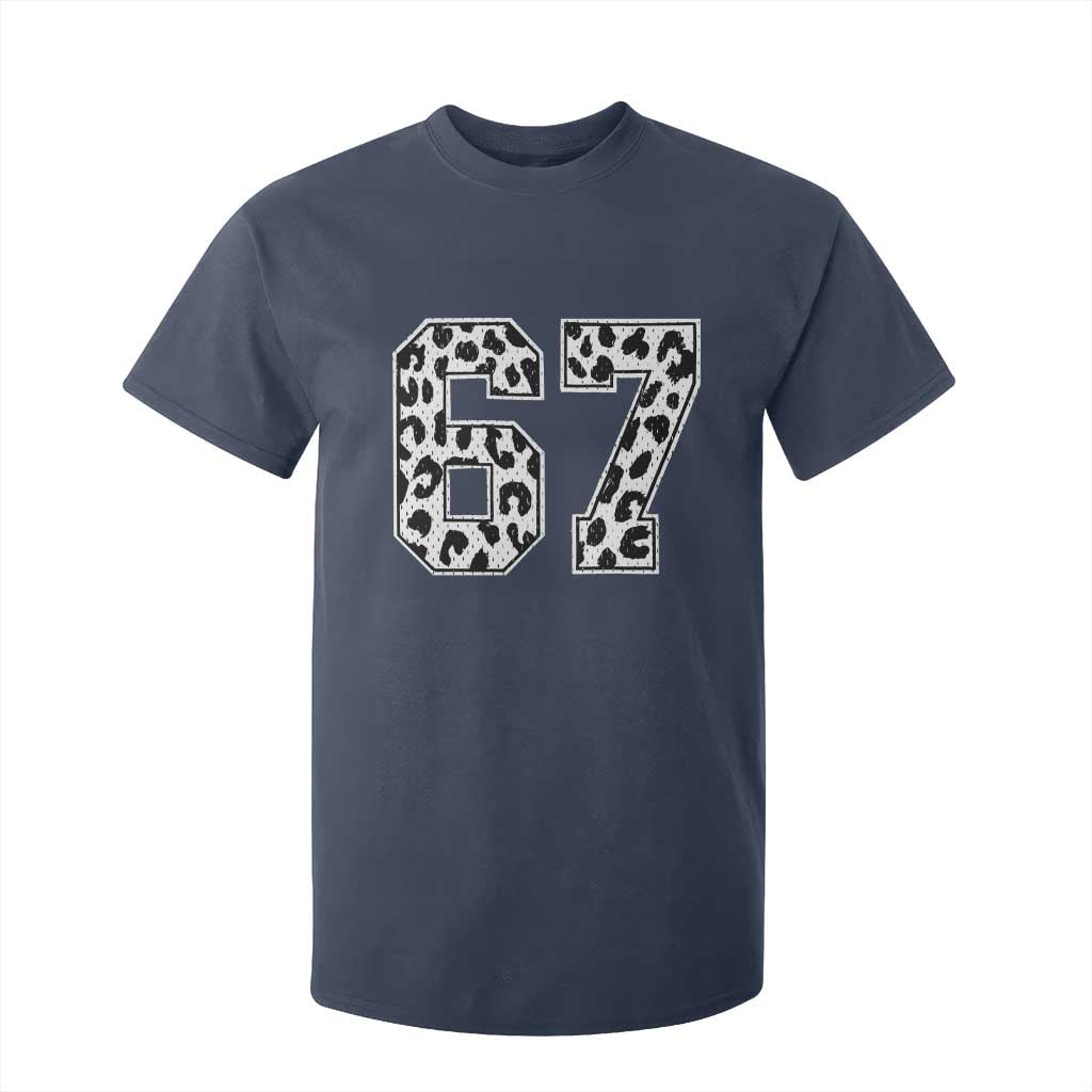 67 Jersey Number T Shirt For Kid Funny Six Seven Meme Y2k Leopard Number TS10 Navy Print Your Wear