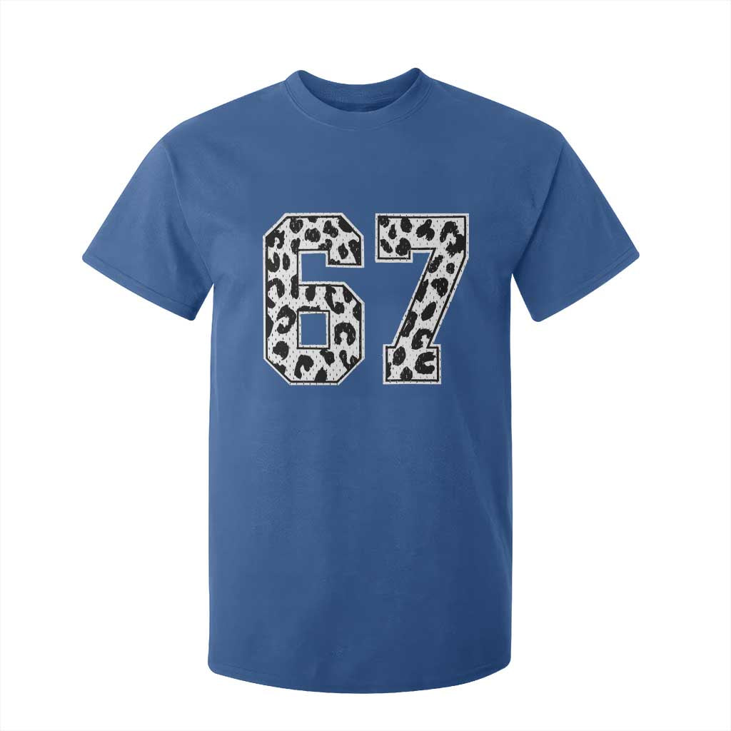 67 Jersey Number T Shirt For Kid Funny Six Seven Meme Y2k Leopard Number TS10 Royal Blue Print Your Wear