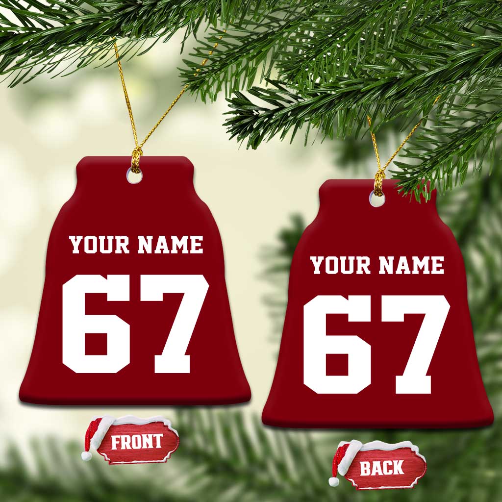 Personalized 67 Jersey Number Ceramic Ornament Custom Name Varsity Sports 67th Birthday TS10 Print Your Wear