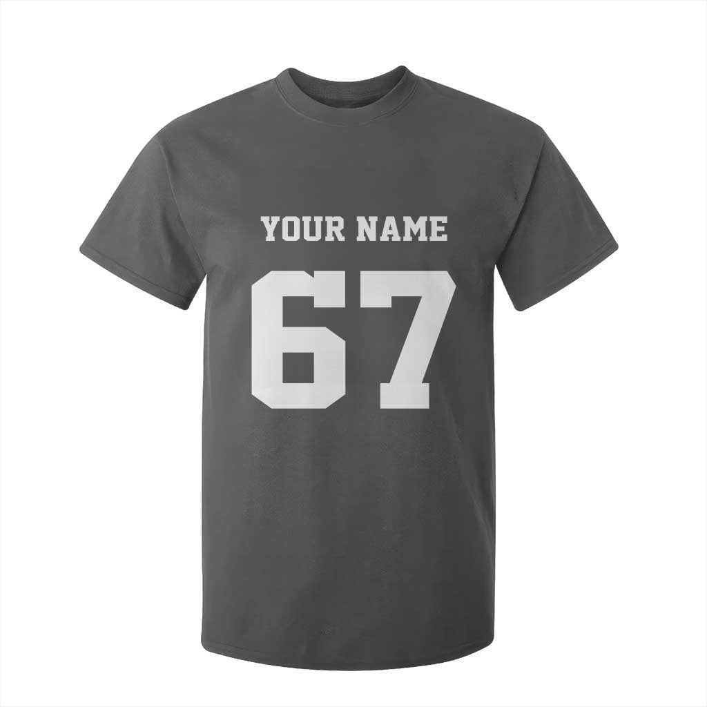 Personalized 67 Jersey Number T Shirt For Kid Custom Name Varsity Sports 67th Birthday TS10 Dark Heather Print Your Wear