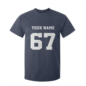 Personalized 67 Jersey Number T Shirt For Kid Custom Name Varsity Sports 67th Birthday TS10 Navy Print Your Wear
