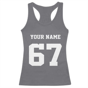 Personalized 67 Jersey Number Racerback Tank Top Custom Name Varsity Sports 67th Birthday TS10 Charcoal Print Your Wear
