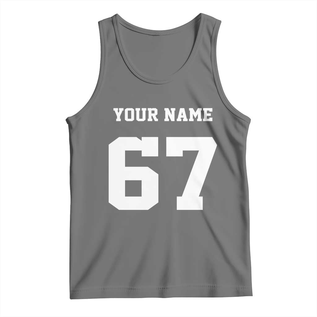 Personalized 67 Jersey Number Tank Top Custom Name Varsity Sports 67th Birthday TS10 Black Heather Print Your Wear