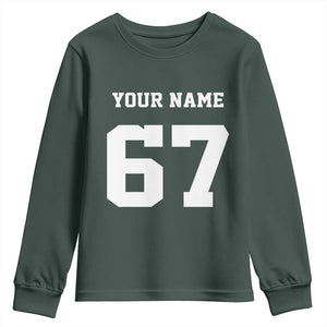 Personalized 67 Jersey Number Youth Sweatshirt Custom Name Varsity Sports 67th Birthday TS10 Dark Forest Green Print Your Wear
