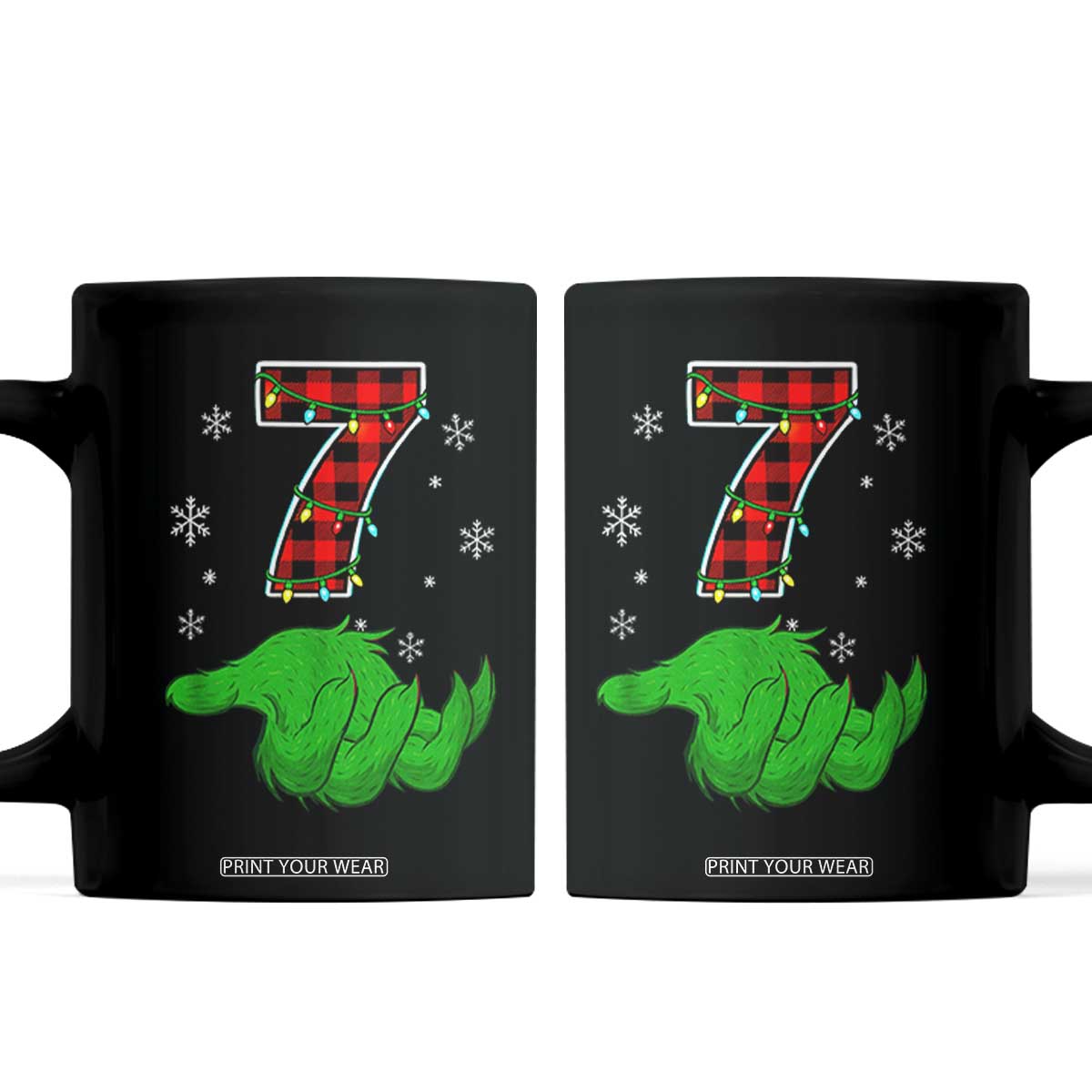 Number 7 Matching 67 Christmas Coffee Mug Red Plaid Xmas Pajamas Holiday Gen Alpha Slang Meme TS10 Black Print Your Wear