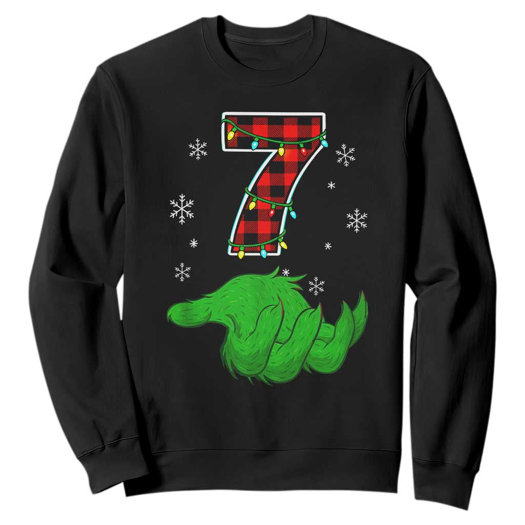 Number 7 Matching 67 Christmas Sweatshirt Red Plaid Xmas Pajamas Holiday Gen Alpha Slang Meme TS10 Black Print Your Wear
