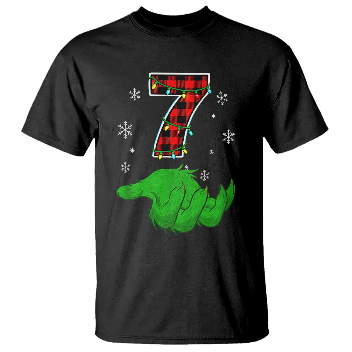 Number 7 Matching 67 Christmas T Shirt Red Plaid Xmas Pajamas Holiday Gen Alpha Slang Meme TS10 Black Print Your Wear