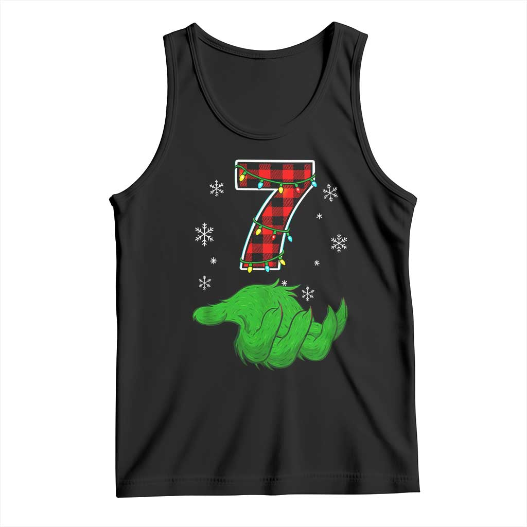 Number 7 Matching 67 Christmas Tank Top Red Plaid Xmas Pajamas Holiday Gen Alpha Slang Meme TS10 Black Print Your Wear