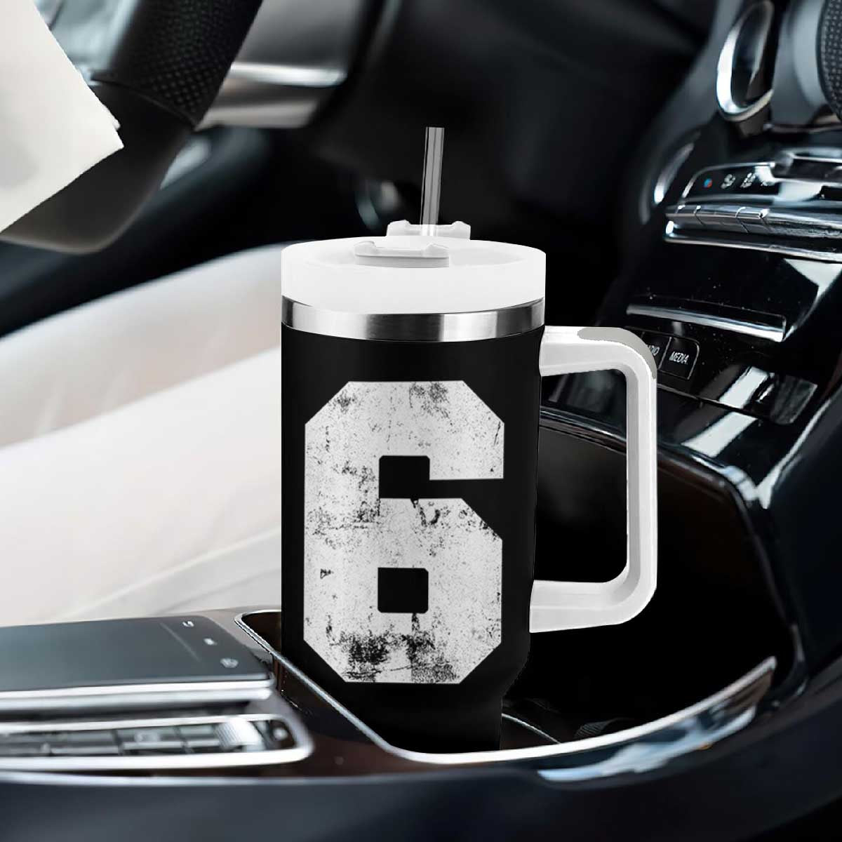 Number 6 Tumbler With Handle Matching 67 Meme 6th Birthday 6 Years TS10 Print Your Wear
