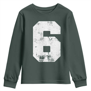 Number 6 Youth Sweatshirt Matching 67 Meme 6th Birthday 6 Years TS10 Dark Forest Green Print Your Wear