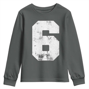 Number 6 Youth Sweatshirt Matching 67 Meme 6th Birthday 6 Years TS10 Dark Heather Print Your Wear