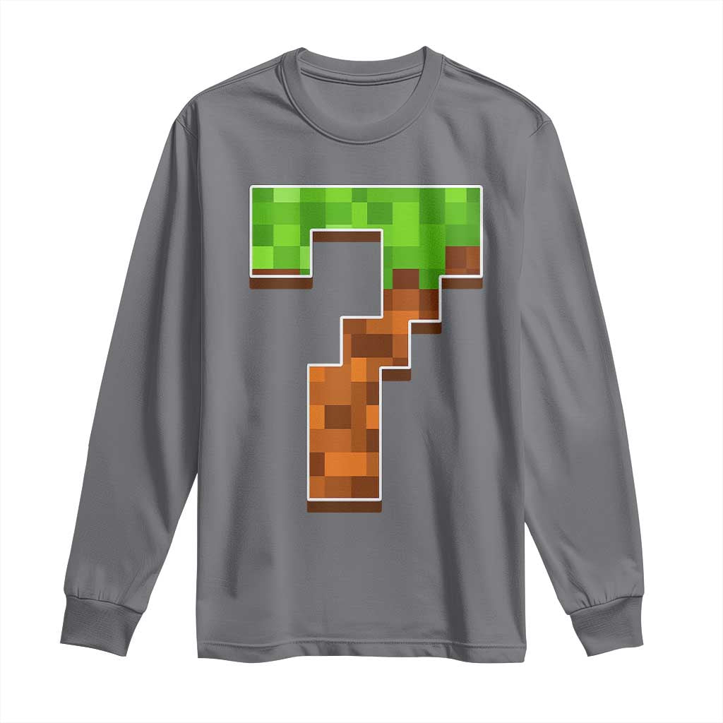 Number 7 Long Sleeve Shirt Game Matching 67 Meme Costume 7th Birthday 7 Years TS10 Charcoal Print Your Wear