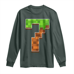Number 7 Long Sleeve Shirt Game Matching 67 Meme Costume 7th Birthday 7 Years TS10 Dark Forest Green Print Your Wear