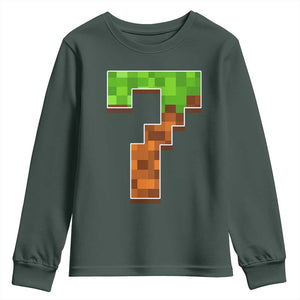 Number 7 Youth Sweatshirt Game Matching 67 Meme Costume 7th Birthday 7 Years TS10 Dark Forest Green Print Your Wear