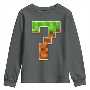 Number 7 Youth Sweatshirt Game Matching 67 Meme Costume 7th Birthday 7 Years TS10 Dark Heather Print Your Wear