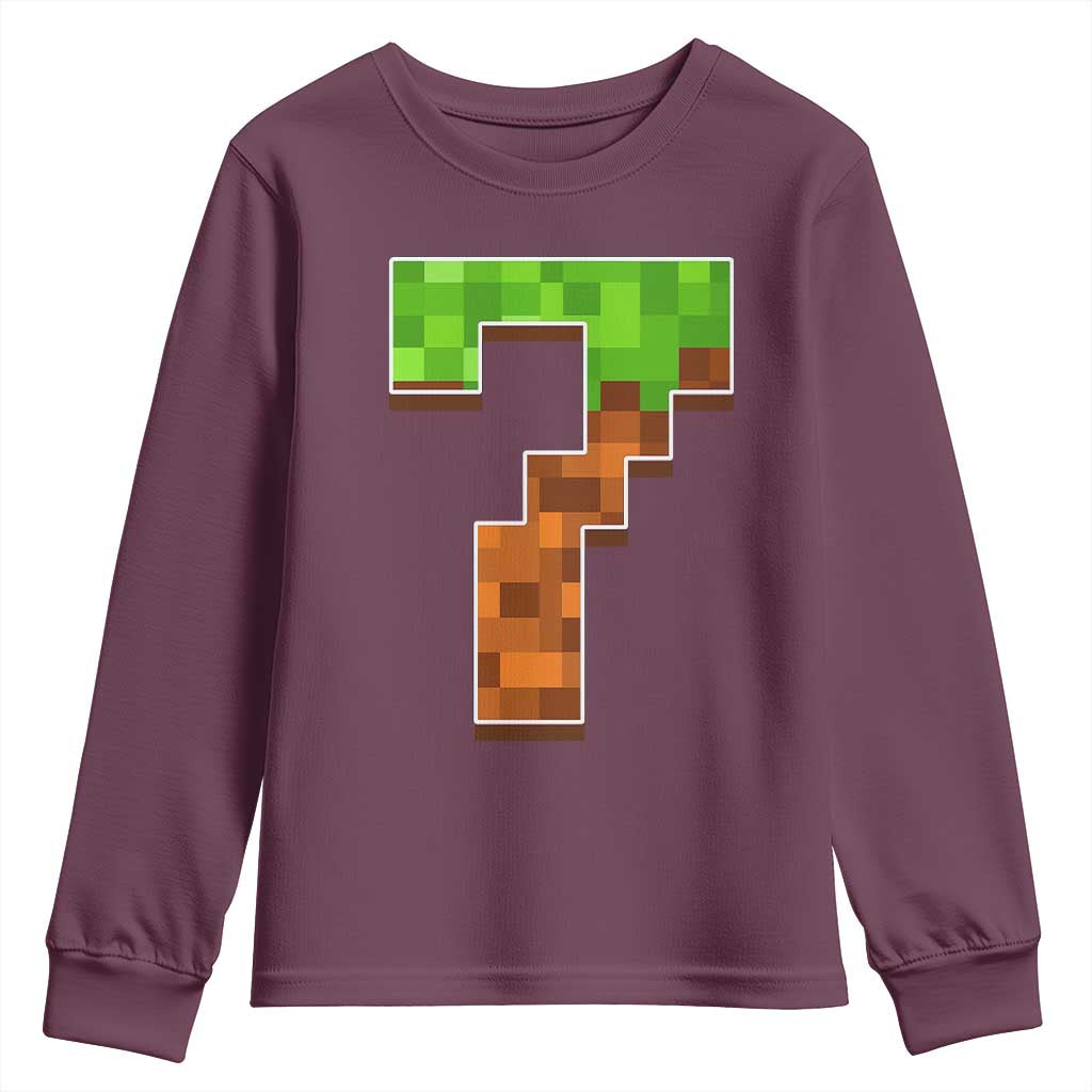 Number 7 Youth Sweatshirt Game Matching 67 Meme Costume 7th Birthday 7 Years TS10 Maroon Print Your Wear