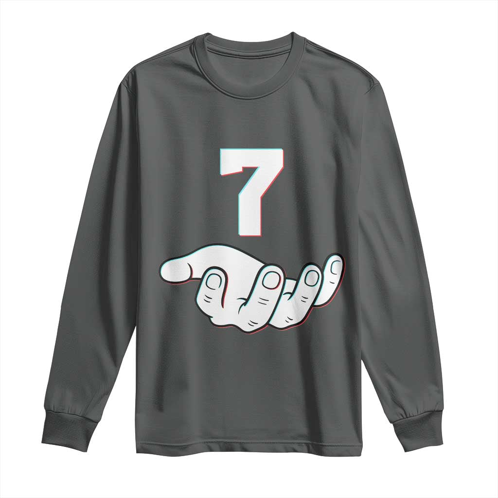 Number 7 Long Sleeve Shirt Matching 67 Meme Costume 7th Birthday 7 Years TS10 Dark Heather Print Your Wear