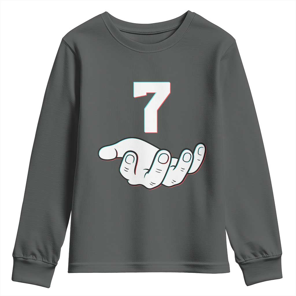 Number 7 Youth Sweatshirt Matching 67 Meme Costume 7th Birthday 7 Years TS10 Dark Heather Print Your Wear