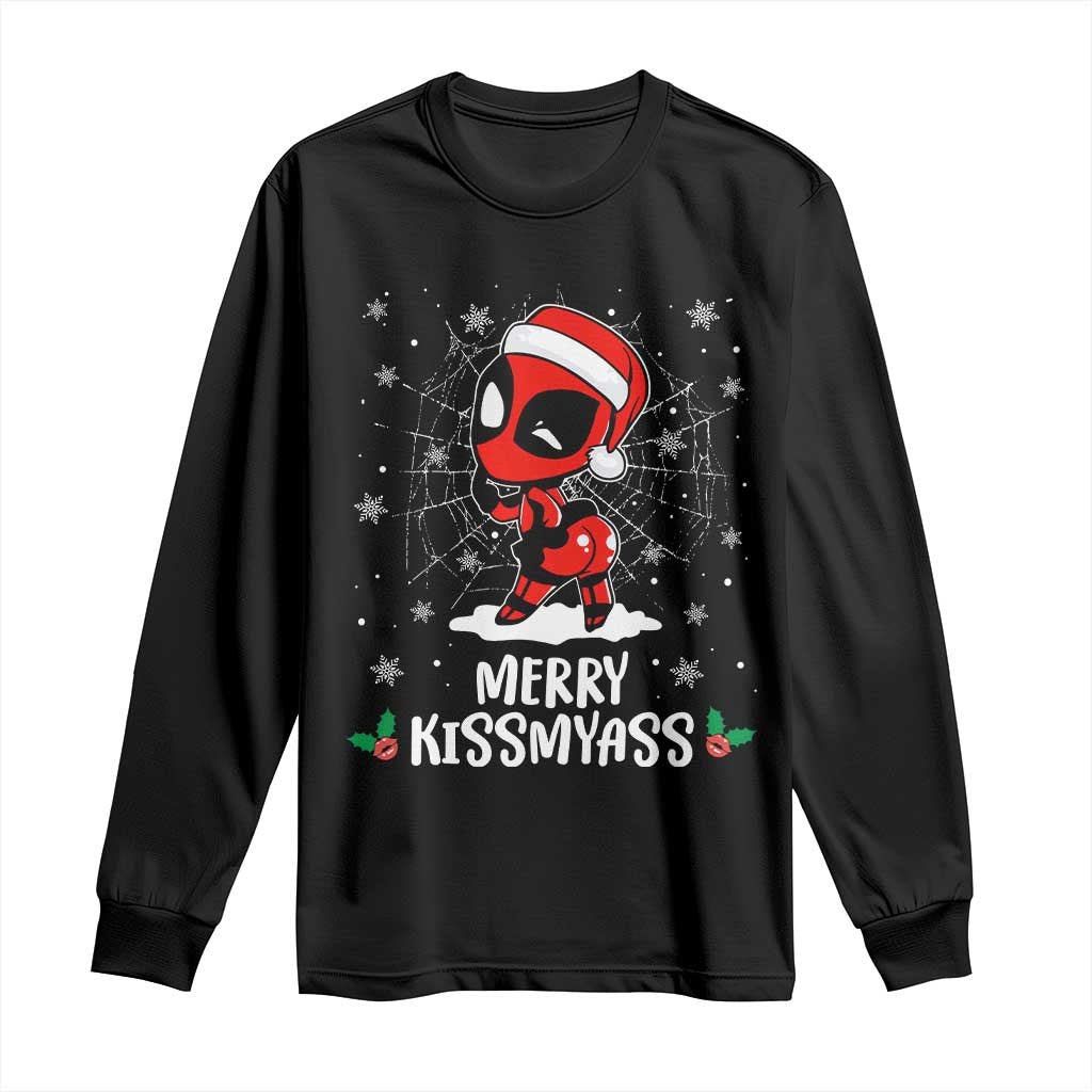 Funny Christmas Long Sleeve Shirt Merry Kissmyass Cute Spider-Women Santa Sarcastic Xmas TS10 Black Print Your Wear