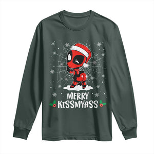 Funny Christmas Long Sleeve Shirt Merry Kissmyass Cute Spider-Women Santa Sarcastic Xmas TS10 Dark Forest Green Print Your Wear