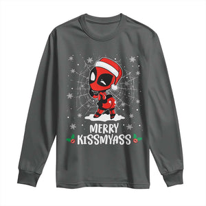 Funny Christmas Long Sleeve Shirt Merry Kissmyass Cute Spider-Women Santa Sarcastic Xmas TS10 Dark Heather Print Your Wear