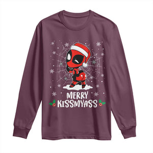 Funny Christmas Long Sleeve Shirt Merry Kissmyass Cute Spider-Women Santa Sarcastic Xmas TS10 Maroon Print Your Wear