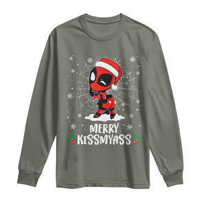 Funny Christmas Long Sleeve Shirt Merry Kissmyass Cute Spider-Women Santa Sarcastic Xmas TS10 Military Green Print Your Wear