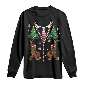 Funny Bigfoot Christmas Long Sleeve Shirt Bigfoot Santa Hat Ugly Xmas Sasquatch Loves TS10 Black Print Your Wear