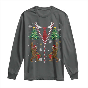 Funny Bigfoot Christmas Long Sleeve Shirt Bigfoot Santa Hat Ugly Xmas Sasquatch Loves TS10 Dark Heather Print Your Wear