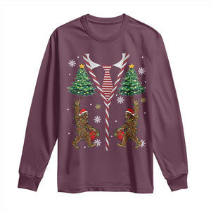 Funny Bigfoot Christmas Long Sleeve Shirt Bigfoot Santa Hat Ugly Xmas Sasquatch Loves TS10 Maroon Print Your Wear