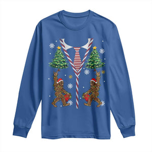 Funny Bigfoot Christmas Long Sleeve Shirt Bigfoot Santa Hat Ugly Xmas Sasquatch Loves TS10 Royal Blue Print Your Wear