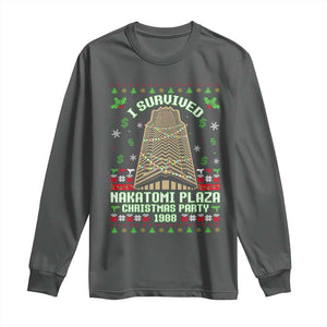 Nakatomi Plaza Christmas Party 1988 Long Sleeve Shirt Xmas Jumper Funny 80's Die Movie Bruce TS10 Dark Heather Print Your Wear