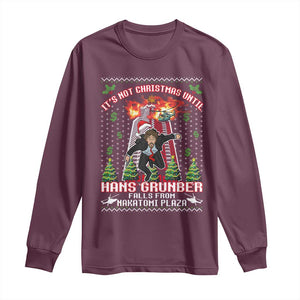 Nakatomi Plaza Christmas Party Long Sleeve Shirt 1988 Xmas Jumper Funny 80's Die Movie Bruce TS10 Maroon Print Your Wear