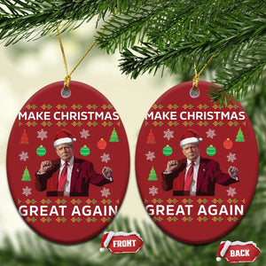 Funny Xmas Dancing Trump Christmas Ornament Make Christmas Great Again TS10 Oval Red Print Your Wear