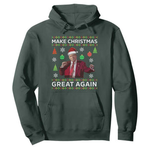 Funny Christmas Trump Hoodie Make Christmas Great Again Ugly Christmas Sweater Dancing Trump TS10 Dark Forest Green Print Your Wear