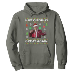 Funny Christmas Trump Hoodie Make Christmas Great Again Ugly Christmas Sweater Dancing Trump TS10 Military Green Print Your Wear