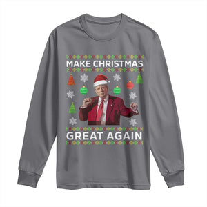 Funny Christmas Trump Long Sleeve Shirt Make Christmas Great Again Ugly Christmas Sweater Dancing Trump TS10 Charcoal Print Your Wear