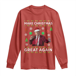 Funny Christmas Trump Long Sleeve Shirt Make Christmas Great Again Ugly Christmas Sweater Dancing Trump TS10 Red Print Your Wear