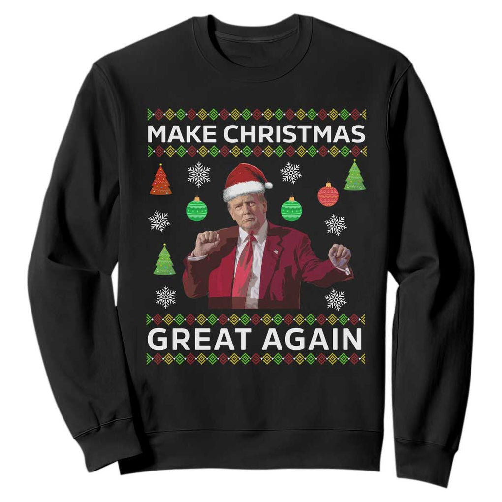 Funny Christmas Trump Sweatshirt Make Christmas Great Again Ugly Christmas Sweater Dancing Trump TS10 Black Print Your Wear