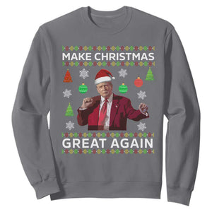 Funny Christmas Trump Sweatshirt Make Christmas Great Again Ugly Christmas Sweater Dancing Trump TS10 Charcoal Print Your Wear