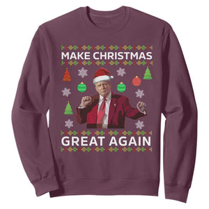 Funny Christmas Trump Sweatshirt Make Christmas Great Again Ugly Christmas Sweater Dancing Trump TS10 Maroon Print Your Wear