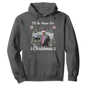 Funny Christmas Trump Hoodie Coquette Tree Bow Ill Be Home For Christmas 2024 Daddy's Home TS10 Dark Heather Print Your Wear