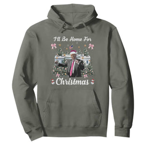 Funny Christmas Trump Hoodie Coquette Tree Bow Ill Be Home For Christmas 2024 Daddy's Home TS10 Military Green Print Your Wear