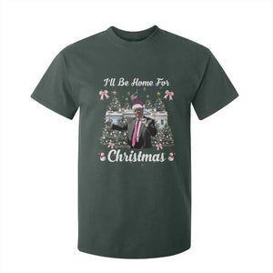 Funny Christmas Trump T Shirt For Kid Coquette Tree Bow Ill Be Home For Christmas 2024 Daddy's Home TS10 Dark Forest Green Print Your Wear