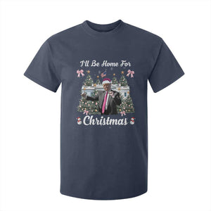 Funny Christmas Trump T Shirt For Kid Coquette Tree Bow Ill Be Home For Christmas 2024 Daddy's Home TS10 Navy Print Your Wear