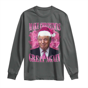 Funny Christmas Trump Long Sleeve Shirt Funny Make Christmas Great Again Trump Santa Xmas 2024 TS10 Dark Heather Print Your Wear