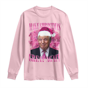 Funny Christmas Trump Long Sleeve Shirt Funny Make Christmas Great Again Trump Santa Xmas 2024 TS10 Light Pink Print Your Wear