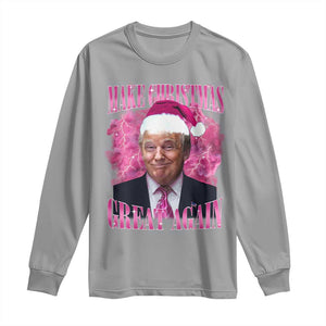 Funny Christmas Trump Long Sleeve Shirt Funny Make Christmas Great Again Trump Santa Xmas 2024 TS10 Sport Gray Print Your Wear