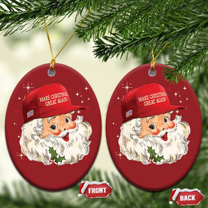 Funny Trump Christmas Ornament Retro Santa Make Christmas Great Again Pajamas TS10 Oval Red Print Your Wear